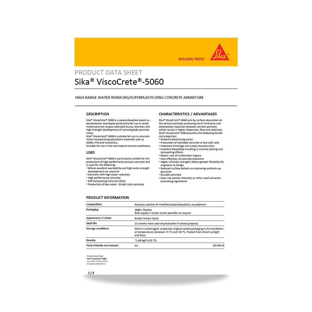 صورة منتج إضافة خرسانية لتحسين الخواص وتقليل المياه (Admixture) سيكا (Sika) موديل Sika ViscoCrete-5060 - كود الصنف reemco-2027-1443908 - ماركة يباع من خلال reemco - توريد وتصوير حصري لشركة ريمكو القابضة السعودية