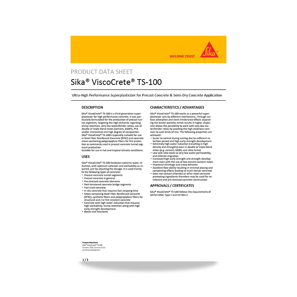 صورة منتج إضافة خرسانية لتحسين الخواص وتقليل المياه (Admixture) سيكا (Sika) موديل Sika ViscoCrete TS-100 - كود الصنف reemco-2027-1443918 - ماركة يباع من خلال reemco - توريد وتصوير حصري لشركة ريمكو القابضة السعودية