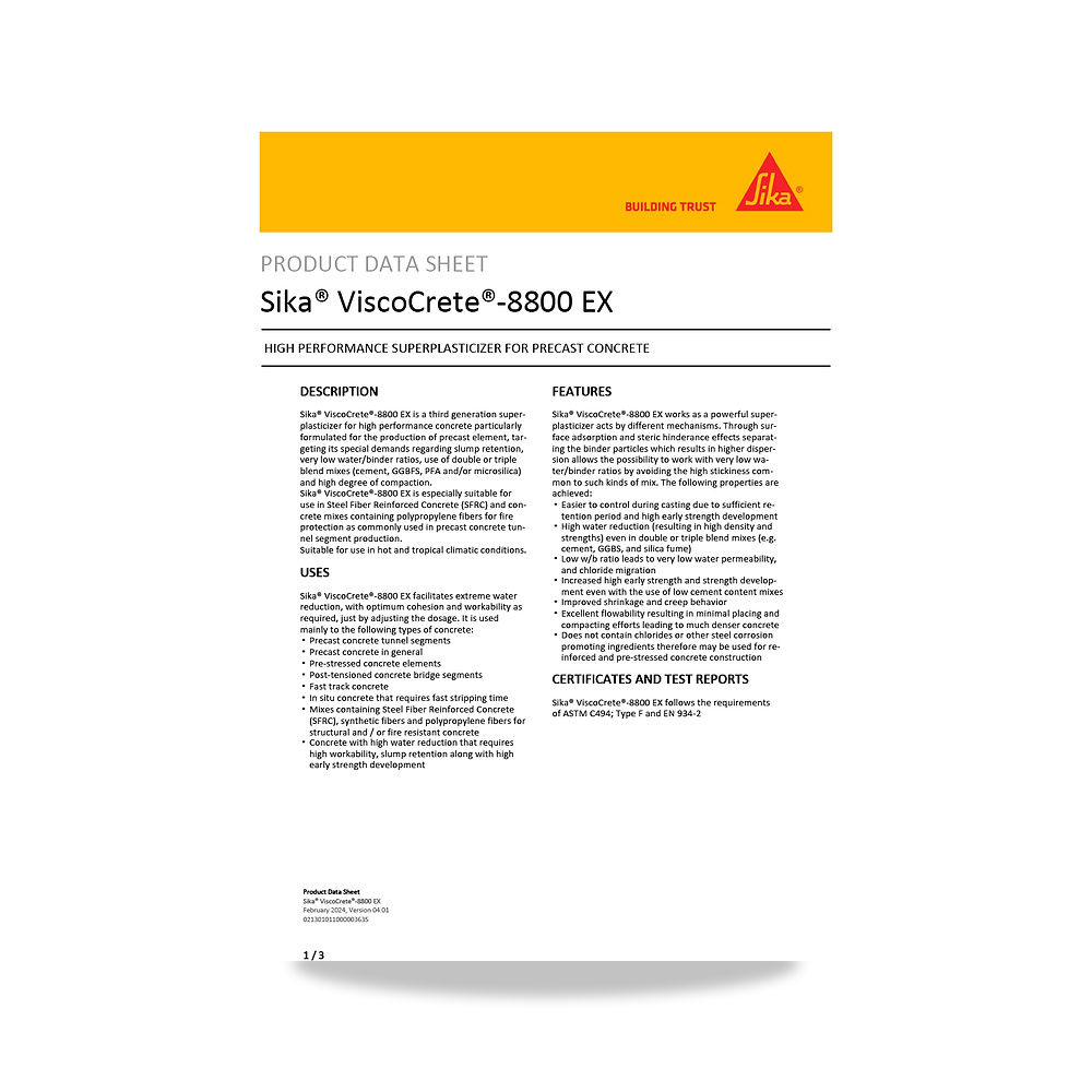 صورة منتج إضافة خرسانية لتحسين الخواص وتقليل المياه (Admixture) سيكا (Sika) موديل Sika ViscoCrete-8800 EX - كود الصنف reemco-2027-1443987 - ماركة يباع من خلال reemco - توريد وتصوير حصري لشركة ريمكو القابضة السعودية