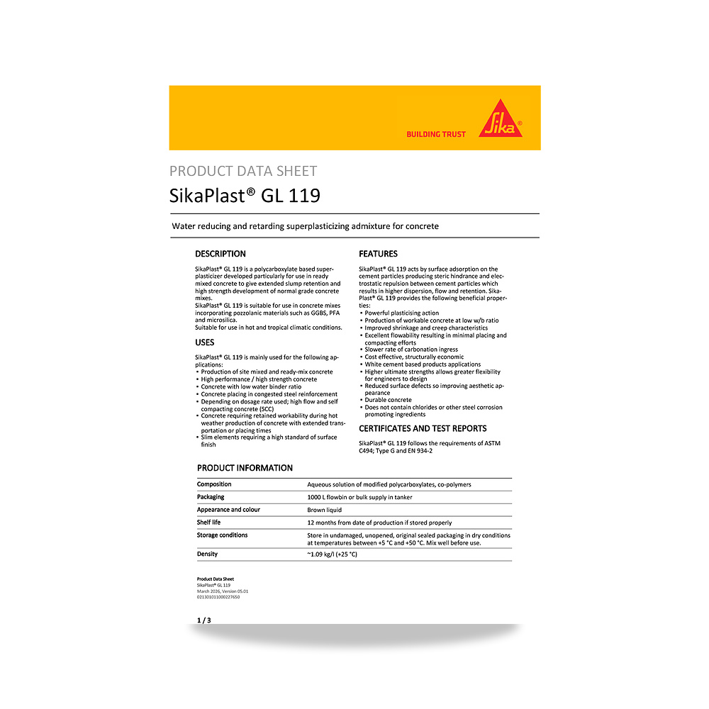صورة منتج مسامير وبراغي وفيشر وخوابير سيكا (Sika) موديل SikaPlast GL 119 - كود الصنف reemco-2027-1443994 - ماركة يباع من خلال reemco - توريد وتصوير حصري لشركة ريمكو القابضة السعودية