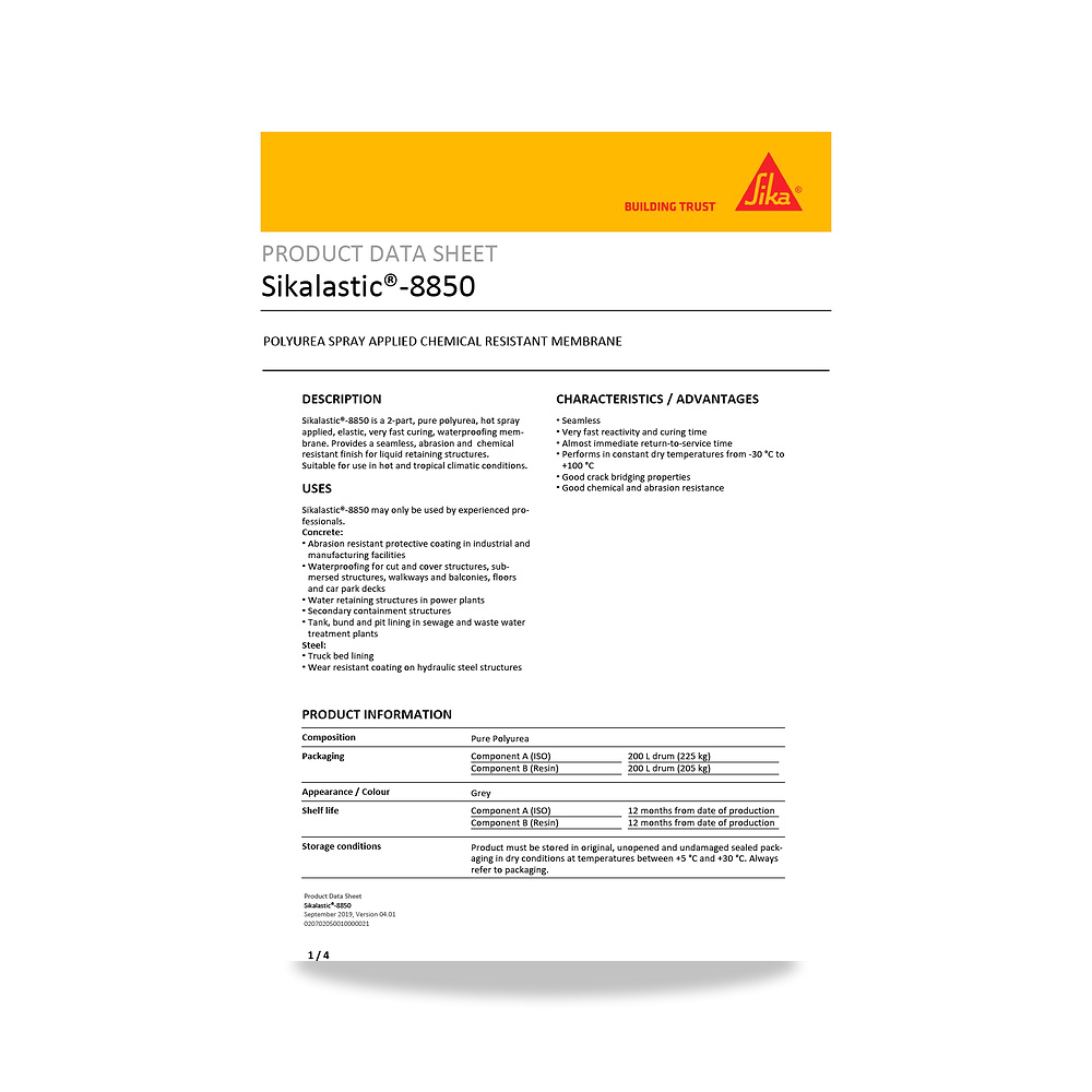 صورة منتج عازل مائي وحماية للأسطح والخرسانة والأساسات سيكا (Sika) موديل Sikalastic-8850 - كود الصنف reemco-2027-1444080 - ماركة يباع من خلال reemco - توريد وتصوير حصري لشركة ريمكو القابضة السعودية