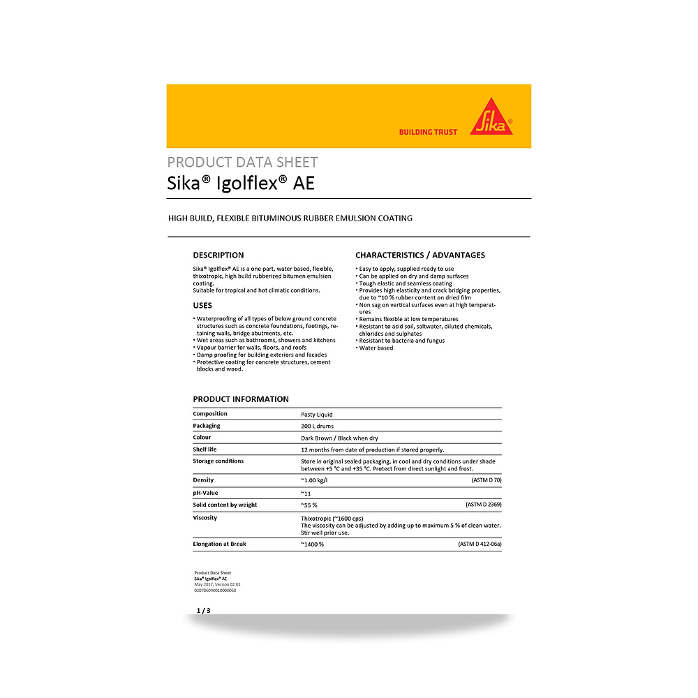 صورة منتج عازل مائي وحماية للأسطح والخرسانة والأساسات سيكا (Sika) موديل Sika Igolflex AE - كود الصنف reemco-2027-1444084 - ماركة يباع من خلال reemco - توريد وتصوير حصري لشركة ريمكو القابضة السعودية