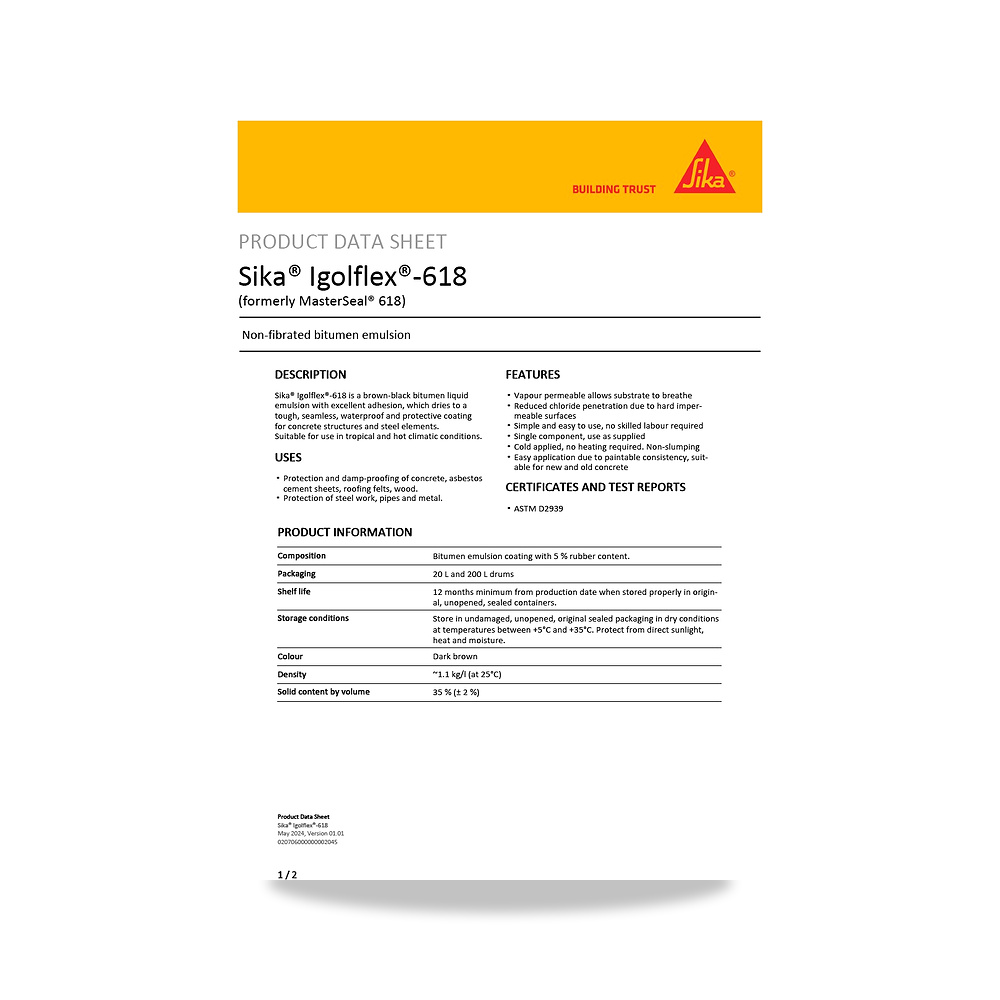 صورة منتج عازل مائي وحماية للأسطح والخرسانة والأساسات سيكا (Sika) موديل Sika Igolflex-618 - كود الصنف reemco-2027-1444090 - ماركة يباع من خلال reemco - توريد وتصوير حصري لشركة ريمكو القابضة السعودية