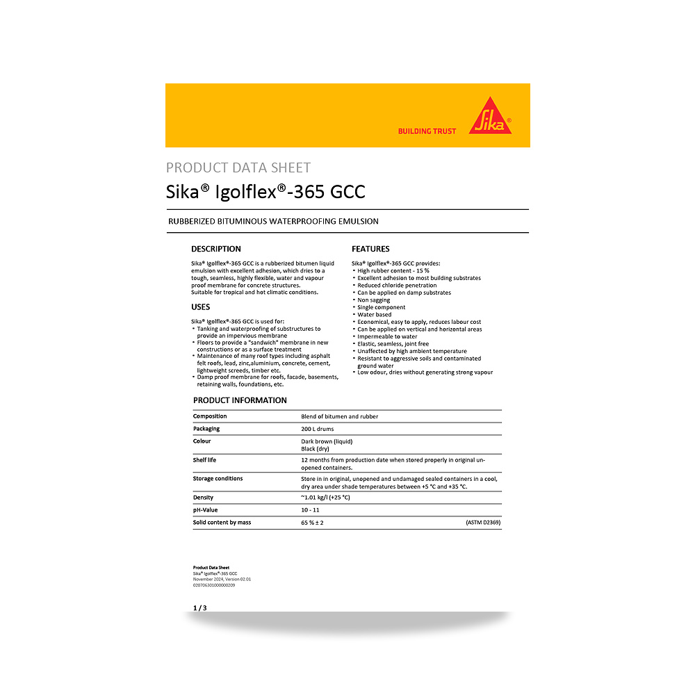 صورة منتج عازل مائي وحماية للأسطح والخرسانة والأساسات سيكا (Sika) موديل Sika Igolflex-365 GCC - كود الصنف reemco-2027-1444093 - ماركة يباع من خلال reemco - توريد وتصوير حصري لشركة ريمكو القابضة السعودية