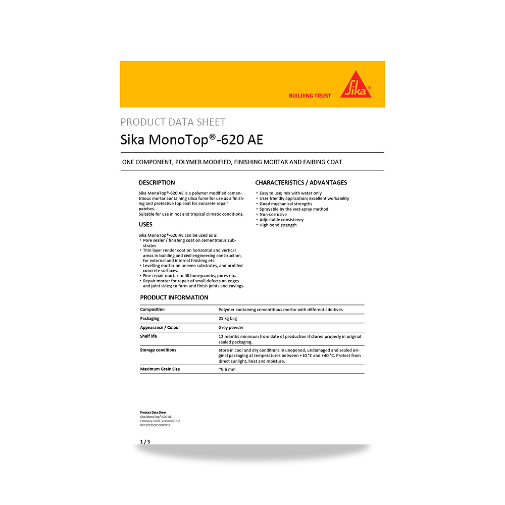 صورة منتج مونة ومركب إصلاح وترميم الخرسانة الإنشائية سيكا (Sika) موديل Sika MonoTop-620 AE - كود الصنف reemco-2027-1444099 - ماركة يباع من خلال reemco - توريد وتصوير حصري لشركة ريمكو القابضة السعودية