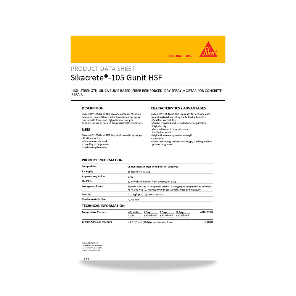 صورة منتج إضافة خرسانية لتحسين الخواص وتقليل المياه (Admixture) سيكا (Sika) موديل Sikacrete-105 Gunit HSF - كود الصنف reemco-2027-1444102 - ماركة يباع من خلال reemco - توريد وتصوير حصري لشركة ريمكو القابضة السعودية