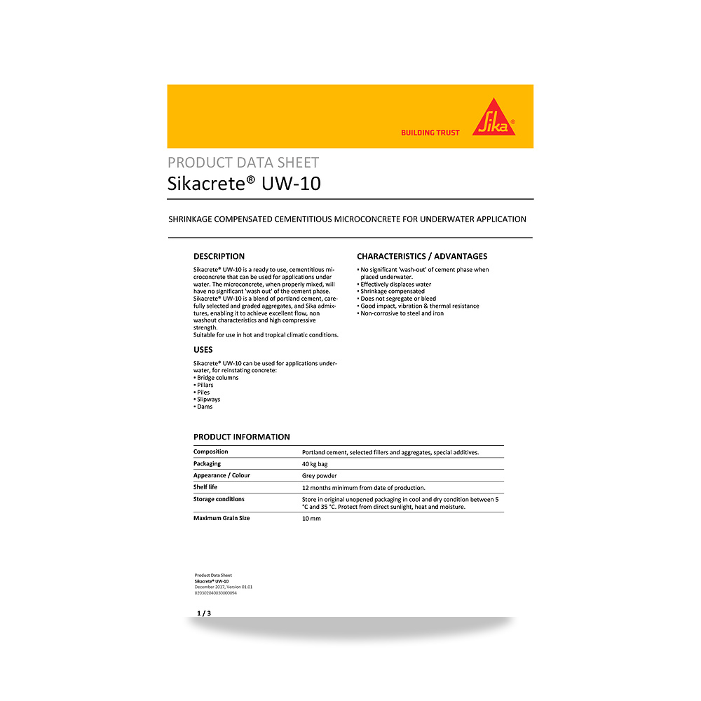 صورة منتج إضافة خرسانية لتحسين الخواص وتقليل المياه (Admixture) سيكا (Sika) موديل Sikacrete UW-10 - كود الصنف reemco-2027-1444103 - ماركة يباع من خلال reemco - توريد وتصوير حصري لشركة ريمكو القابضة السعودية