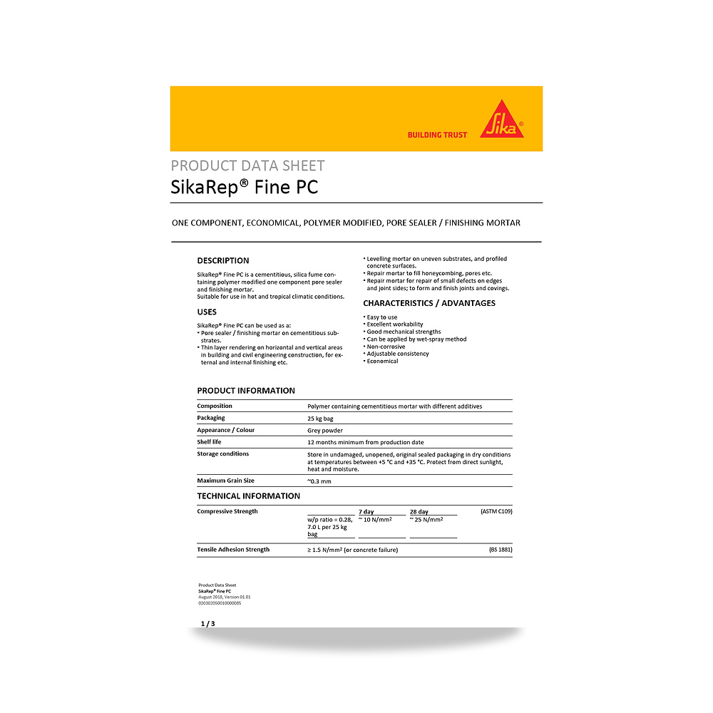 صورة منتج مونة ومركب إصلاح وترميم الخرسانة الإنشائية سيكا (Sika) موديل SikaRep Fine PC - كود الصنف reemco-2027-1444108 - ماركة يباع من خلال reemco - توريد وتصوير حصري لشركة ريمكو القابضة السعودية