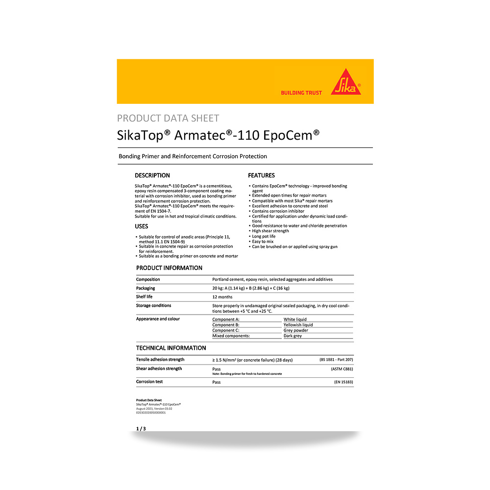 صورة منتج مونة ومركب إصلاح وترميم الخرسانة الإنشائية سيكا (Sika) موديل SikaTop Armatec-110 EpoCem - كود الصنف reemco-2027-1444114 - ماركة يباع من خلال reemco - توريد وتصوير حصري لشركة ريمكو القابضة السعودية