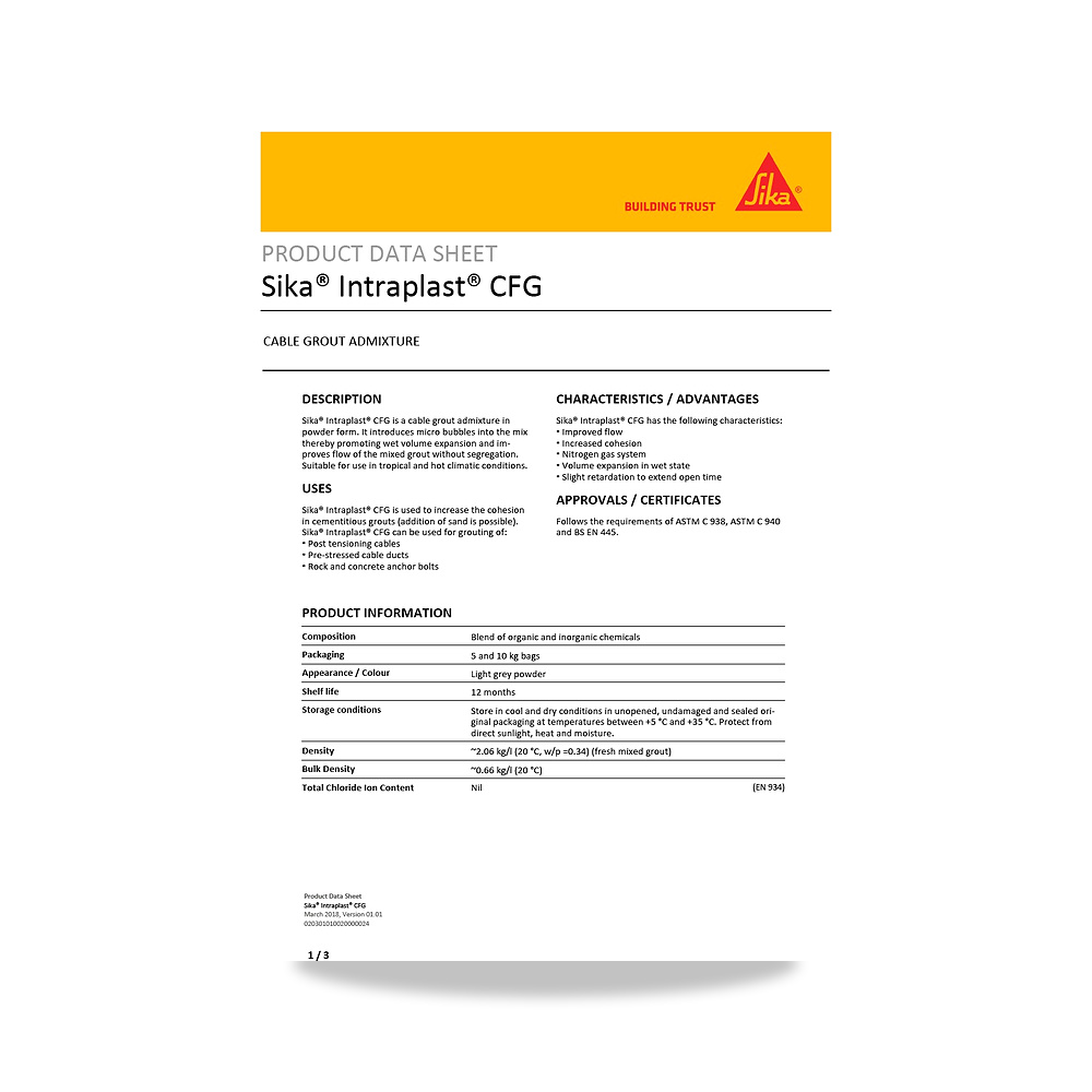 صورة منتج مسامير وبراغي وفيشر وخوابير سيكا (Sika) موديل Sika Intraplast CFG - كود الصنف reemco-2027-1444116 - ماركة يباع من خلال reemco - توريد وتصوير حصري لشركة ريمكو القابضة السعودية