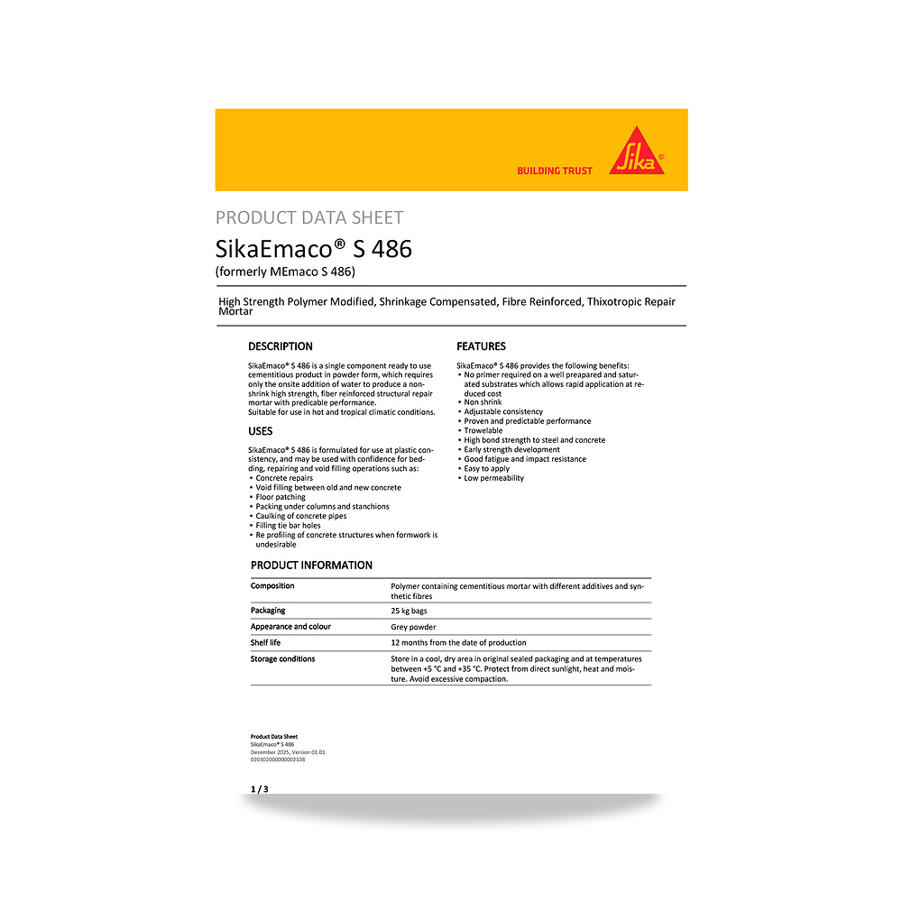 صورة منتج مسامير وبراغي وفيشر وخوابير سيكا (Sika) موديل SikaEmaco S 486 - كود الصنف reemco-2027-1444129 - ماركة يباع من خلال reemco - توريد وتصوير حصري لشركة ريمكو القابضة السعودية