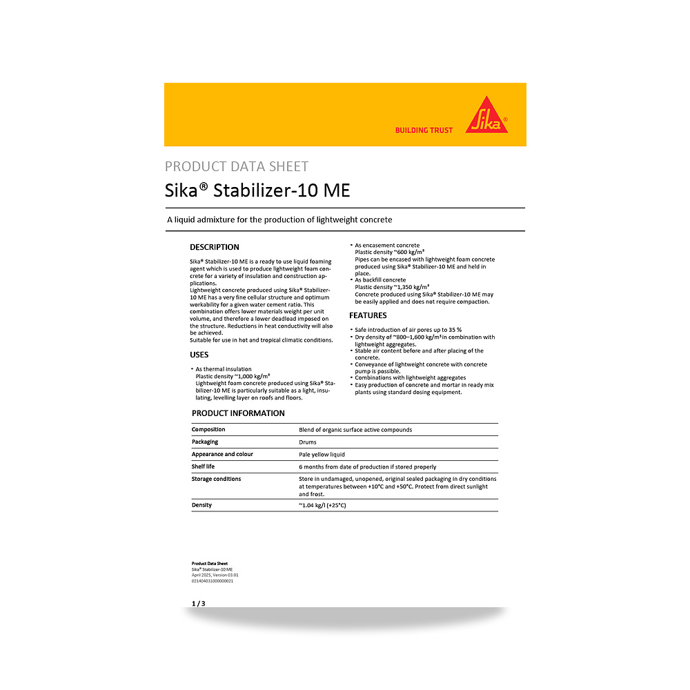 صورة منتج مسامير وبراغي وفيشر وخوابير سيكا (Sika) موديل Sika Stabilizer-10 ME - كود الصنف reemco-2027-1444144 - ماركة يباع من خلال reemco - توريد وتصوير حصري لشركة ريمكو القابضة السعودية