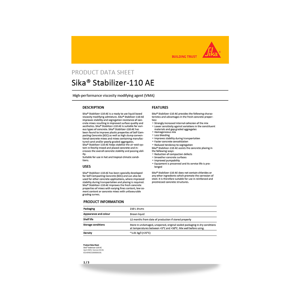 صورة منتج مسامير وبراغي وفيشر وخوابير سيكا (Sika) موديل Sika Stabilizer-110 AE - كود الصنف reemco-2027-1444148 - ماركة يباع من خلال reemco - توريد وتصوير حصري لشركة ريمكو القابضة السعودية