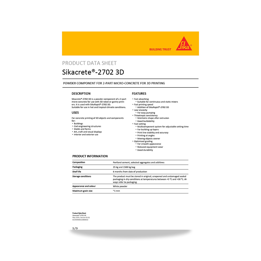 صورة منتج إضافة خرسانية لتحسين الخواص وتقليل المياه (Admixture) سيكا (Sika) موديل Sikacrete-2702 3D - كود الصنف reemco-2027-1444157 - ماركة يباع من خلال reemco - توريد وتصوير حصري لشركة ريمكو القابضة السعودية