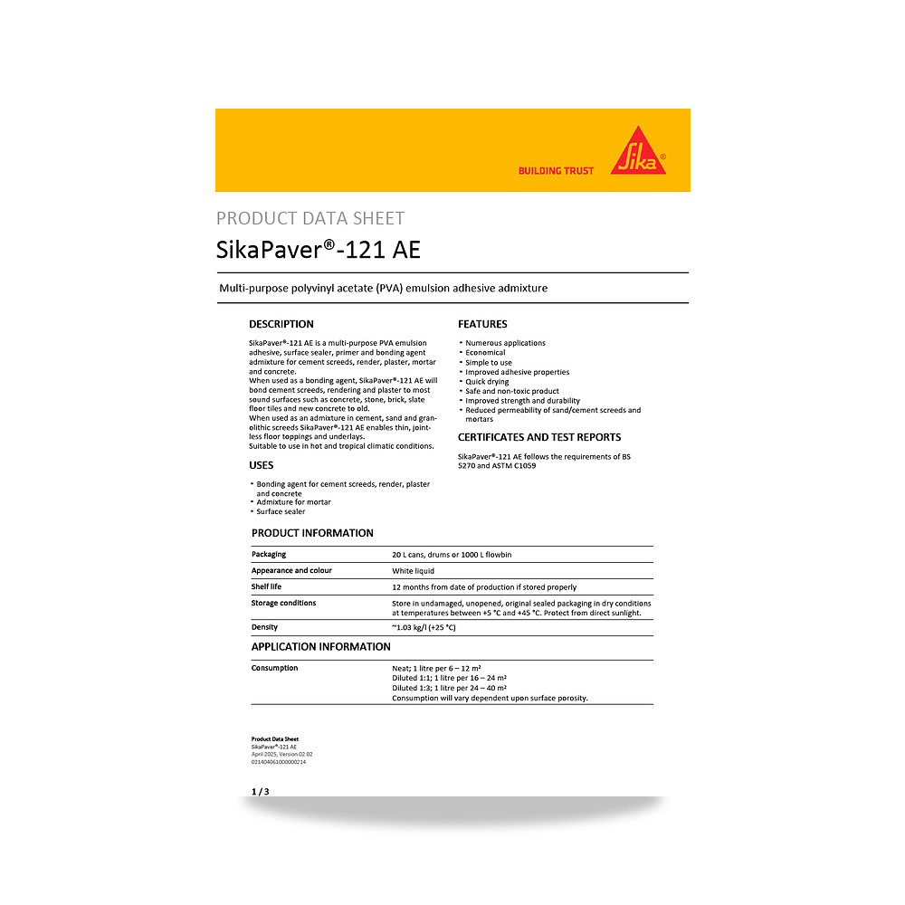 صورة منتج مسامير وبراغي وفيشر وخوابير سيكا (Sika) موديل SikaPaver-121 AE - كود الصنف reemco-2027-1444172 - ماركة يباع من خلال reemco - توريد وتصوير حصري لشركة ريمكو القابضة السعودية