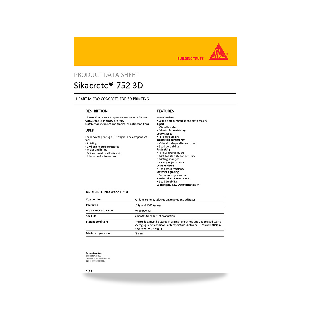 صورة منتج إضافة خرسانية لتحسين الخواص وتقليل المياه (Admixture) سيكا (Sika) موديل Sikacrete-752 3D - كود الصنف reemco-2027-1444173 - ماركة يباع من خلال reemco - توريد وتصوير حصري لشركة ريمكو القابضة السعودية