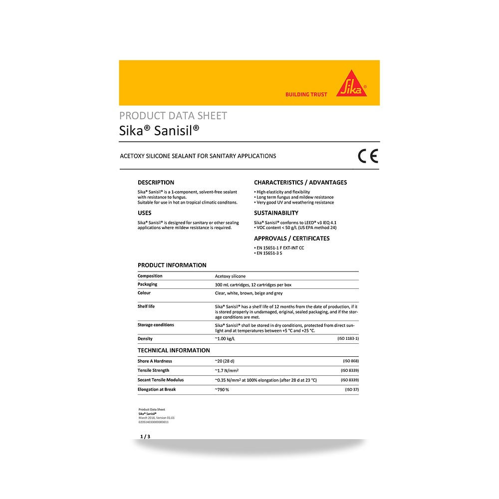 صورة منتج مسامير وبراغي وفيشر وخوابير سيكا (Sika) موديل Sika Sanisil - كود الصنف reemco-2027-1444181 - ماركة يباع من خلال reemco - توريد وتصوير حصري لشركة ريمكو القابضة السعودية