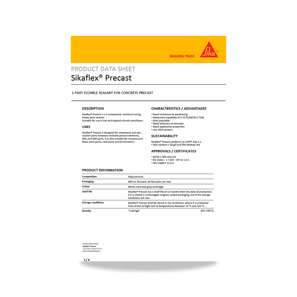 صورة منتج معجون ومانع تسرب مرن لفواصل التمدد والإنشاءات سيكا (Sika) موديل Sikaflex Precast - كود الصنف reemco-2027-1444186 - ماركة يباع من خلال reemco - توريد وتصوير حصري لشركة ريمكو القابضة السعودية