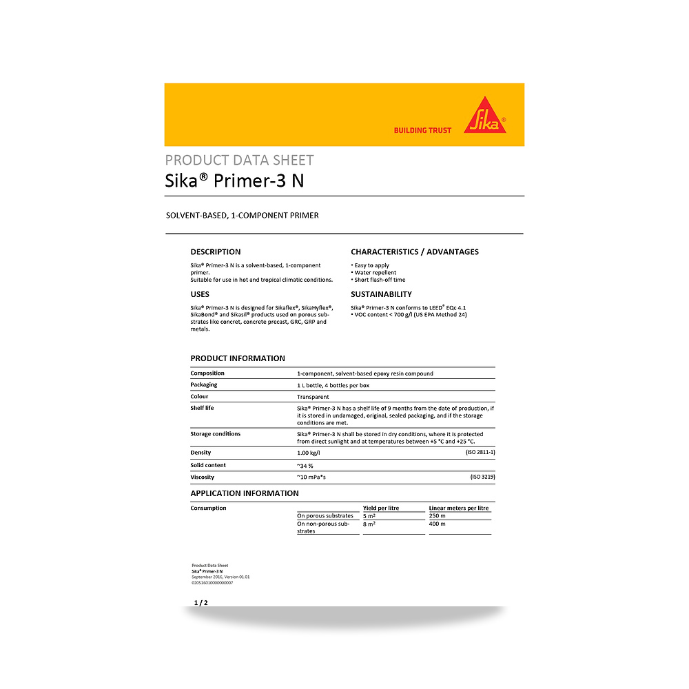 صورة منتج دهان أساس (برايمر) تأسيس وحماية للأسطح سيكا (Sika) موديل Sika Primer-3 N - كود الصنف reemco-2027-1444189 - ماركة يباع من خلال reemco - توريد وتصوير حصري لشركة ريمكو القابضة السعودية