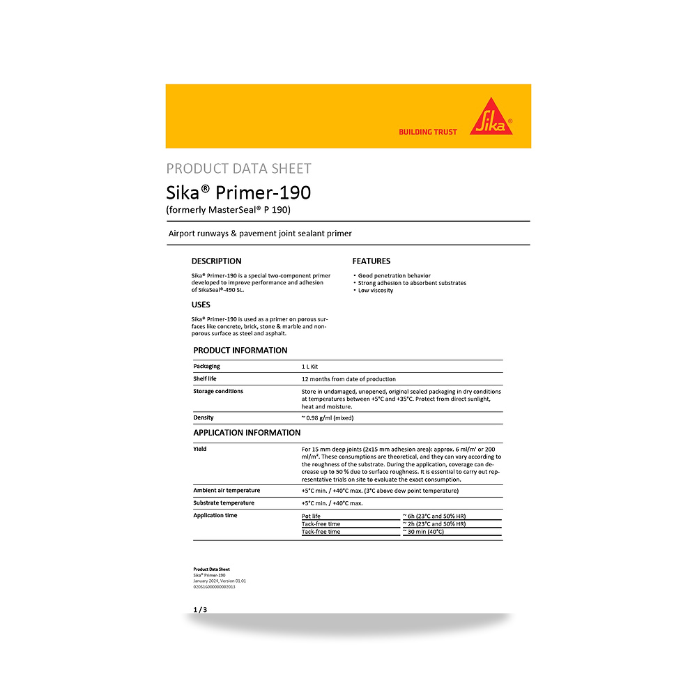 صورة منتج دهان أساس (برايمر) تأسيس وحماية للأسطح سيكا (Sika) موديل Sika Primer-190 - كود الصنف reemco-2027-1444190 - ماركة يباع من خلال reemco - توريد وتصوير حصري لشركة ريمكو القابضة السعودية