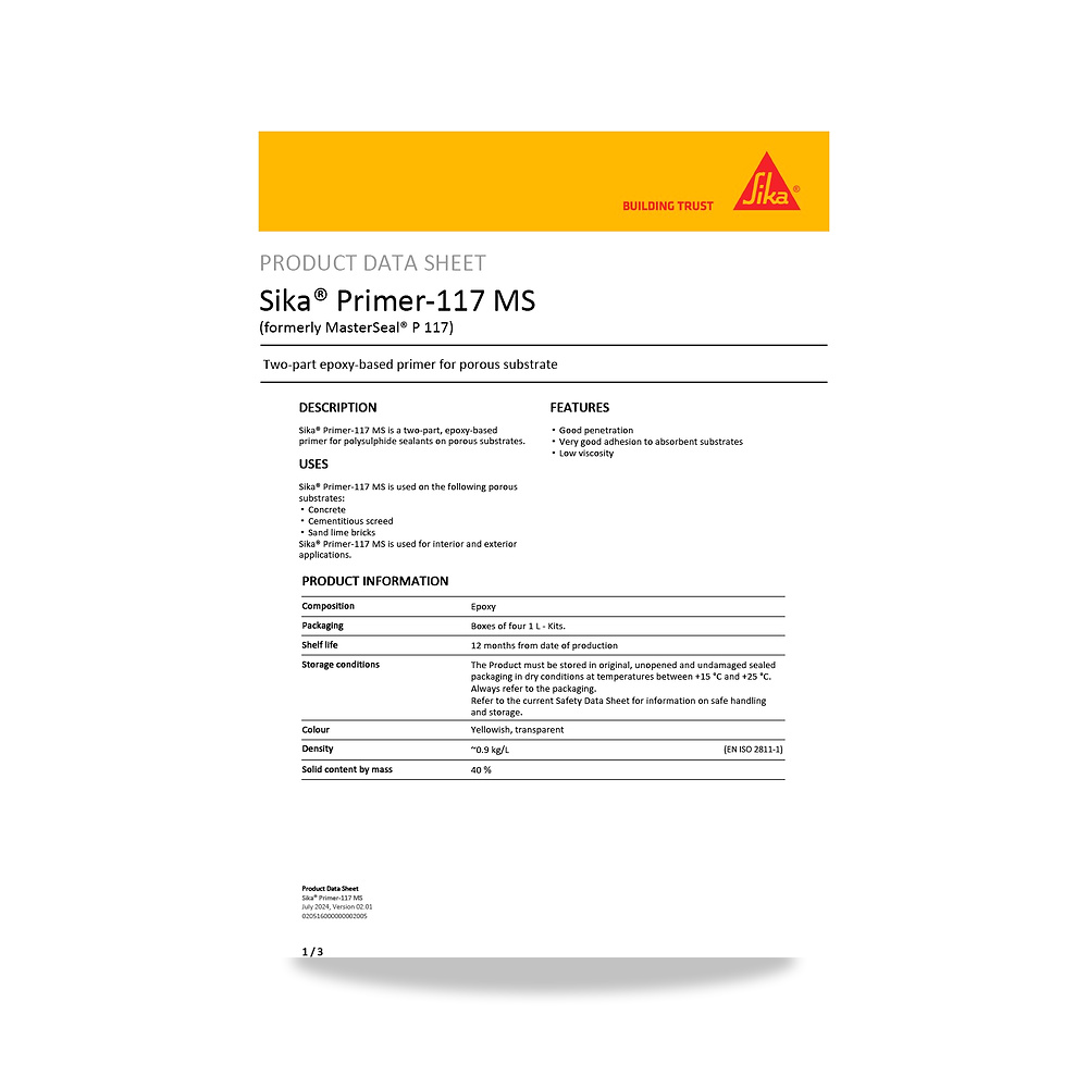 صورة منتج دهان أساس (برايمر) تأسيس وحماية للأسطح سيكا (Sika) موديل Sika Primer-117 MS - كود الصنف reemco-2027-1444192 - ماركة يباع من خلال reemco - توريد وتصوير حصري لشركة ريمكو القابضة السعودية