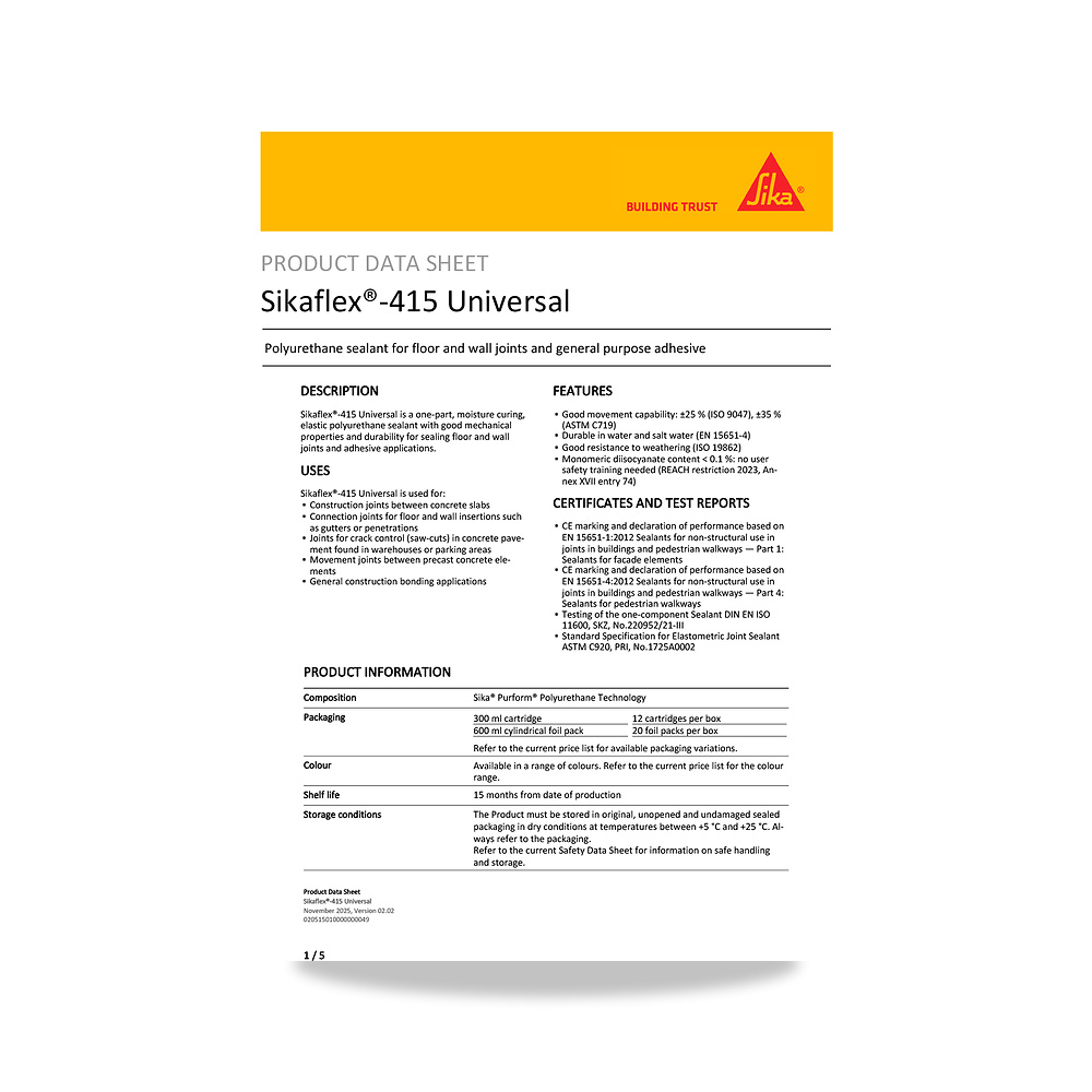 صورة منتج معجون ومانع تسرب مرن لفواصل التمدد والإنشاءات سيكا (Sika) موديل Sikaflex-415 Universal - كود الصنف reemco-2027-1444195 - ماركة يباع من خلال reemco - توريد وتصوير حصري لشركة ريمكو القابضة السعودية