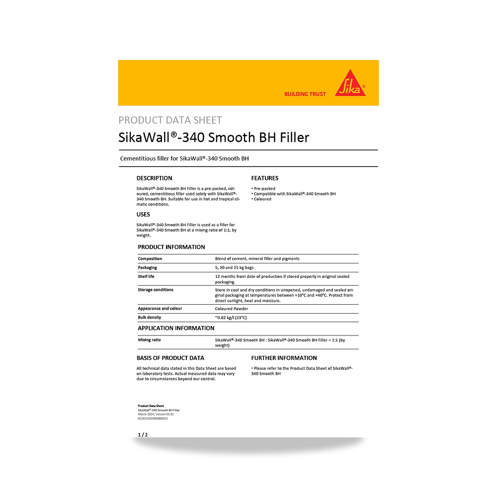 صورة منتج مسامير وبراغي وفيشر وخوابير سيكا (Sika) موديل SikaWall-340 Smooth BH Filler - كود الصنف reemco-2027-1444209 - ماركة يباع من خلال reemco - توريد وتصوير حصري لشركة ريمكو القابضة السعودية