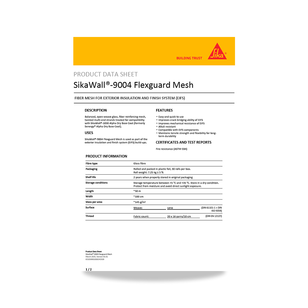 صورة منتج مسامير وبراغي وفيشر وخوابير سيكا (Sika) موديل SikaWall-9004 Flexguard Mesh - كود الصنف reemco-2027-1444211 - ماركة يباع من خلال reemco - توريد وتصوير حصري لشركة ريمكو القابضة السعودية