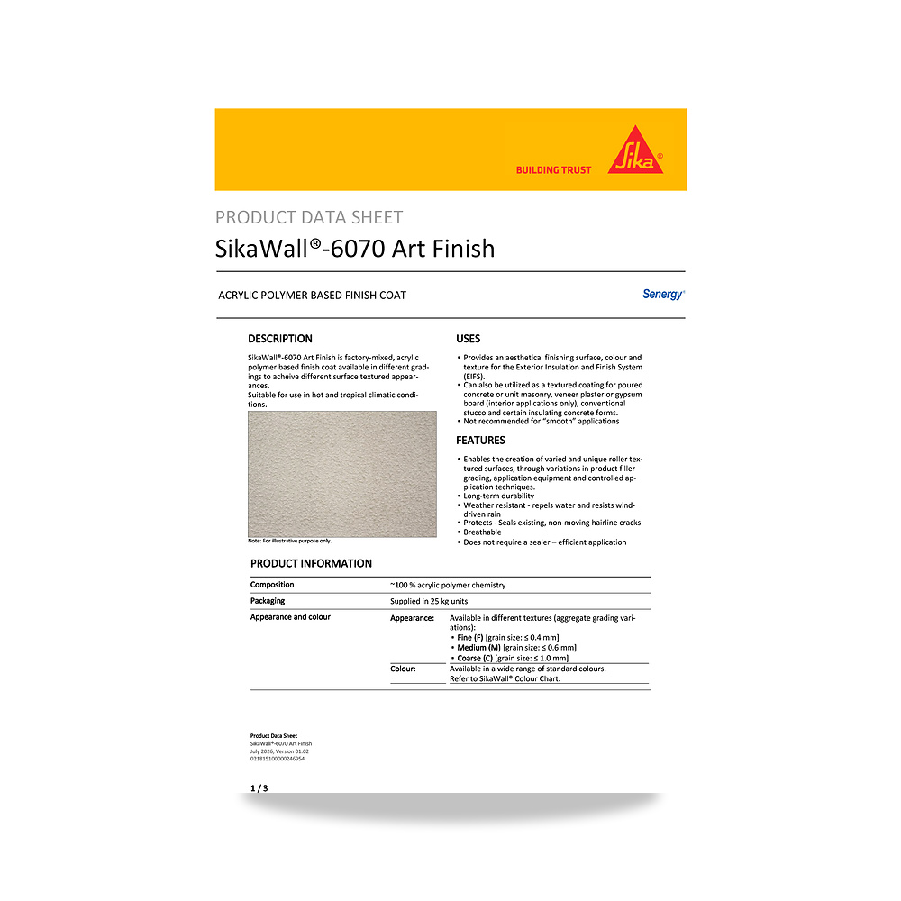 صورة منتج مسامير وبراغي وفيشر وخوابير سيكا (Sika) موديل SikaWall-6070 Art Finish - كود الصنف reemco-2027-1444220 - ماركة يباع من خلال reemco - توريد وتصوير حصري لشركة ريمكو القابضة السعودية