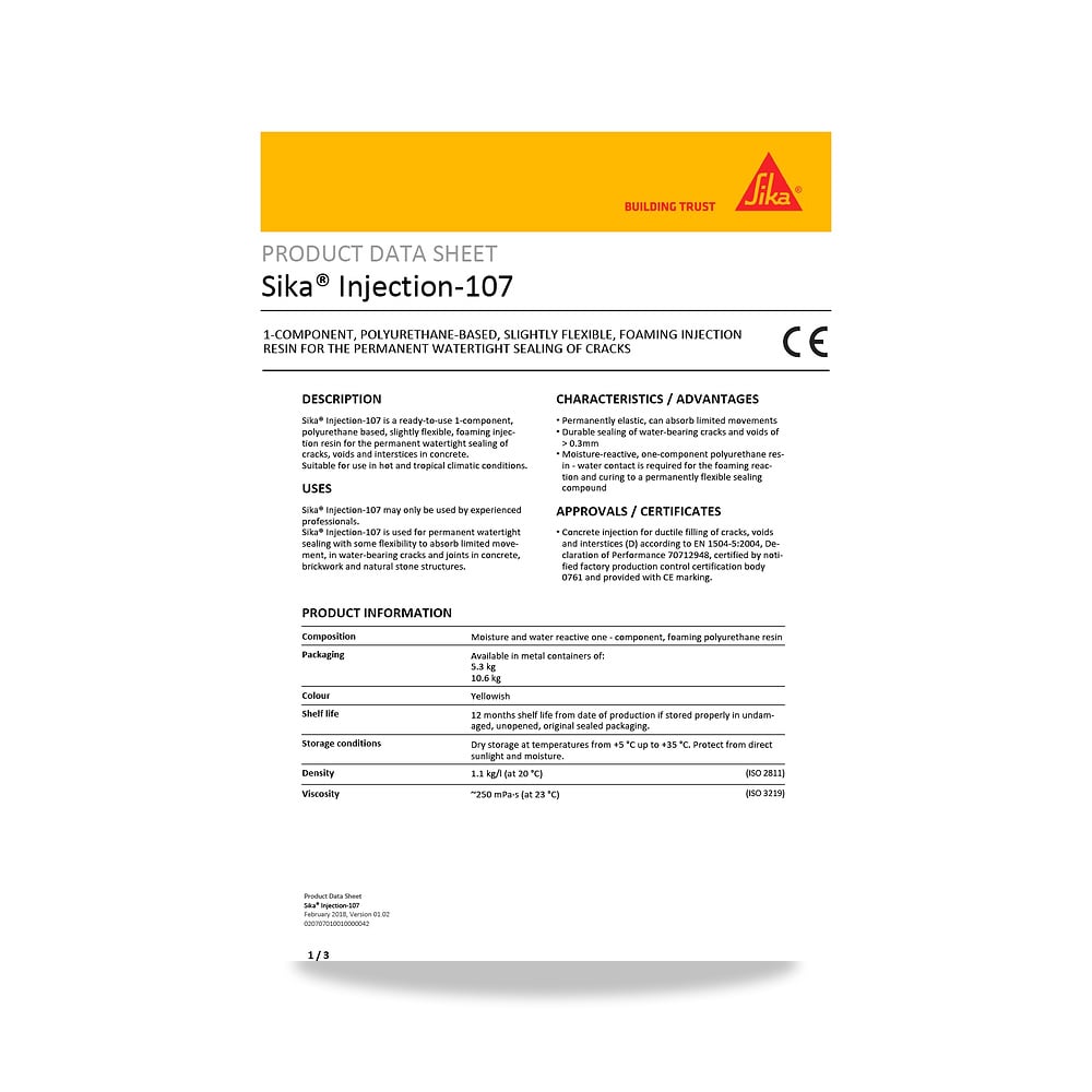 صورة منتج عازل مائي وحماية للأسطح والخرسانة والأساسات سيكا (Sika) موديل Sika Injection-107 - كود الصنف reemco-2027-1444225 - ماركة يباع من خلال reemco - توريد وتصوير حصري لشركة ريمكو القابضة السعودية