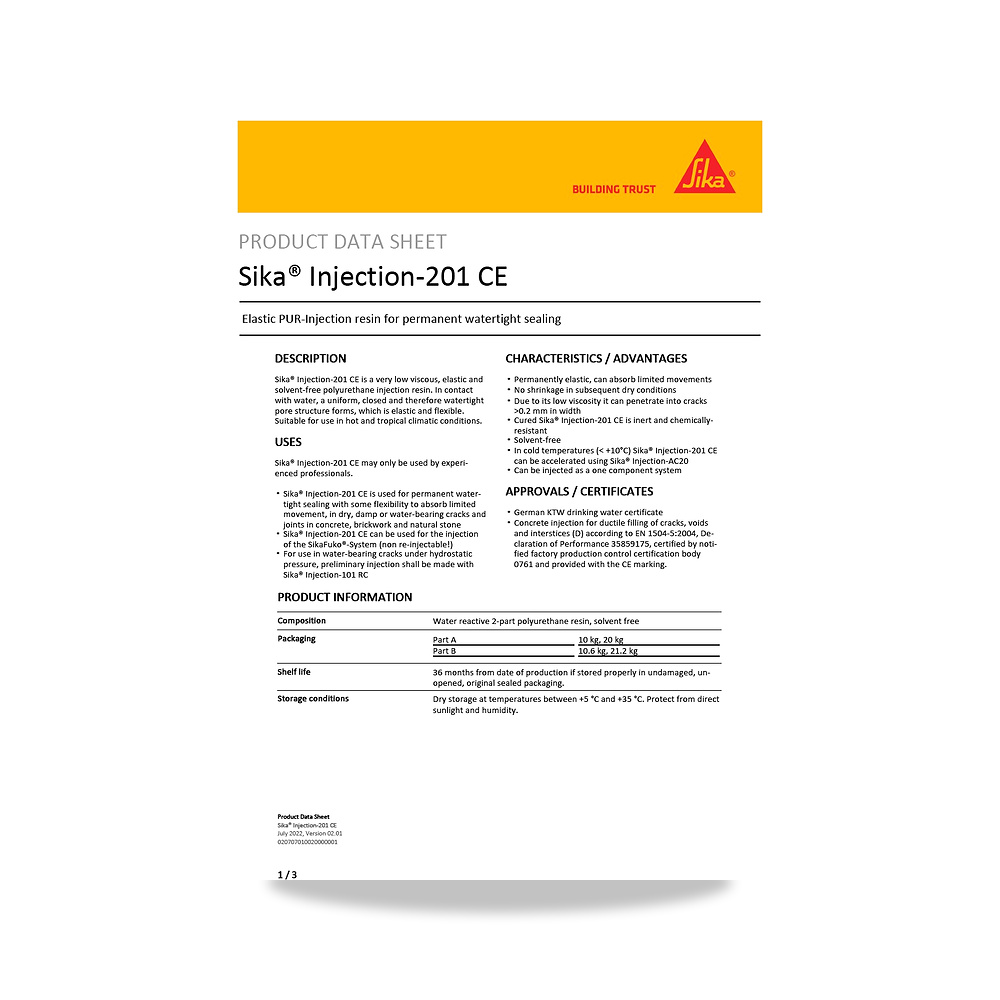 صورة منتج عازل مائي وحماية للأسطح والخرسانة والأساسات سيكا (Sika) موديل Sika Injection-201 CE - كود الصنف reemco-2027-1444227 - ماركة يباع من خلال reemco - توريد وتصوير حصري لشركة ريمكو القابضة السعودية