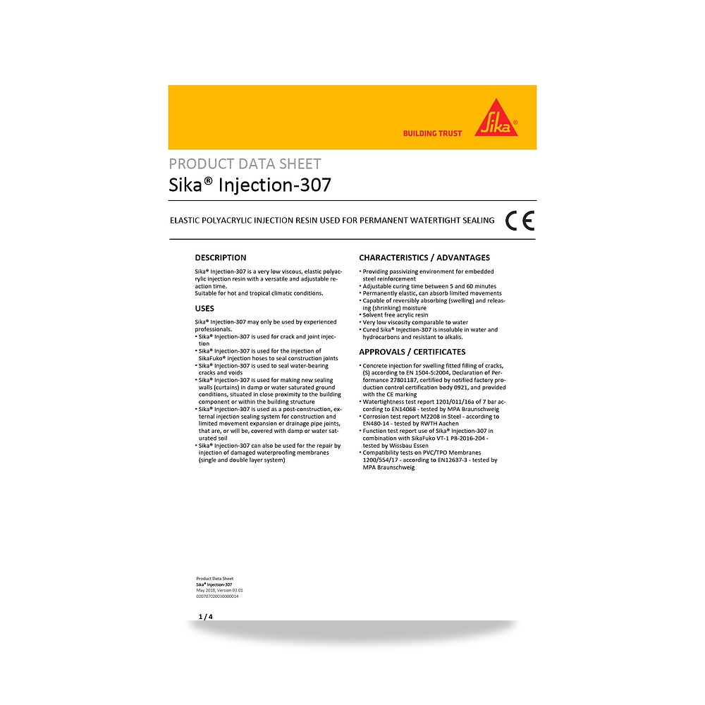 صورة منتج عازل مائي وحماية للأسطح والخرسانة والأساسات سيكا (Sika) موديل Sika Injection-307 - كود الصنف reemco-2027-1444229 - ماركة يباع من خلال reemco - توريد وتصوير حصري لشركة ريمكو القابضة السعودية