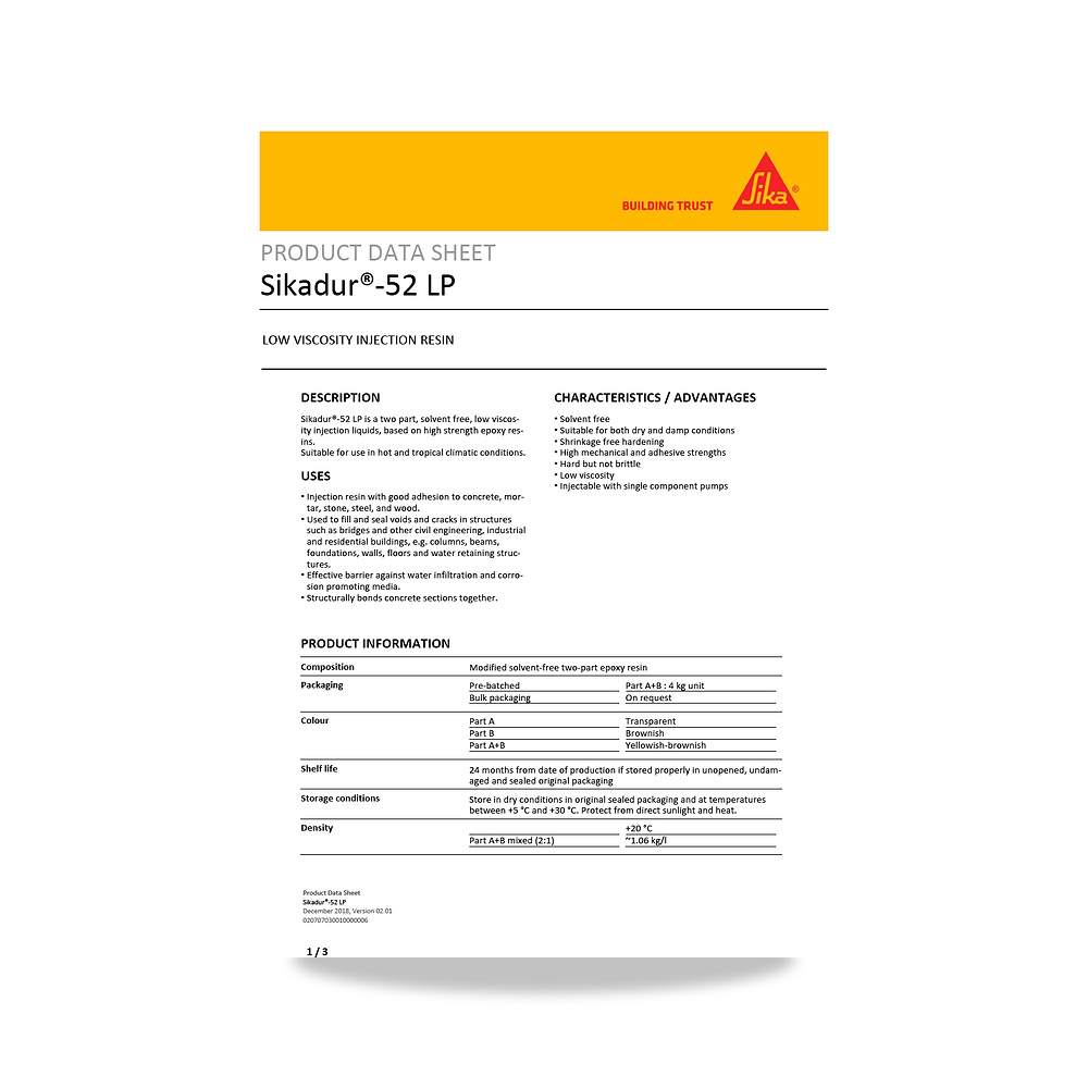 صورة منتج مونة ومركب إصلاح وترميم الخرسانة الإنشائية سيكا (Sika) موديل Sikadur-52 LP - كود الصنف reemco-2027-1444230 - ماركة يباع من خلال reemco - توريد وتصوير حصري لشركة ريمكو القابضة السعودية