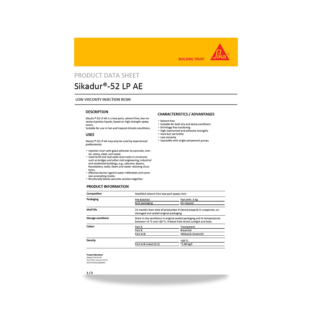 صورة منتج مونة ومركب إصلاح وترميم الخرسانة الإنشائية سيكا (Sika) موديل Sikadur-52 LP AE - كود الصنف reemco-2027-1444239 - ماركة يباع من خلال reemco - توريد وتصوير حصري لشركة ريمكو القابضة السعودية