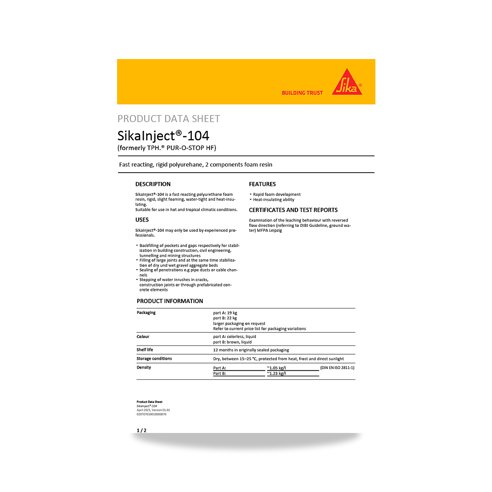 صورة منتج عازل مائي وحماية للأسطح والخرسانة والأساسات سيكا (Sika) موديل SikaInject-104 - كود الصنف reemco-2027-1444250 - ماركة يباع من خلال reemco - توريد وتصوير حصري لشركة ريمكو القابضة السعودية