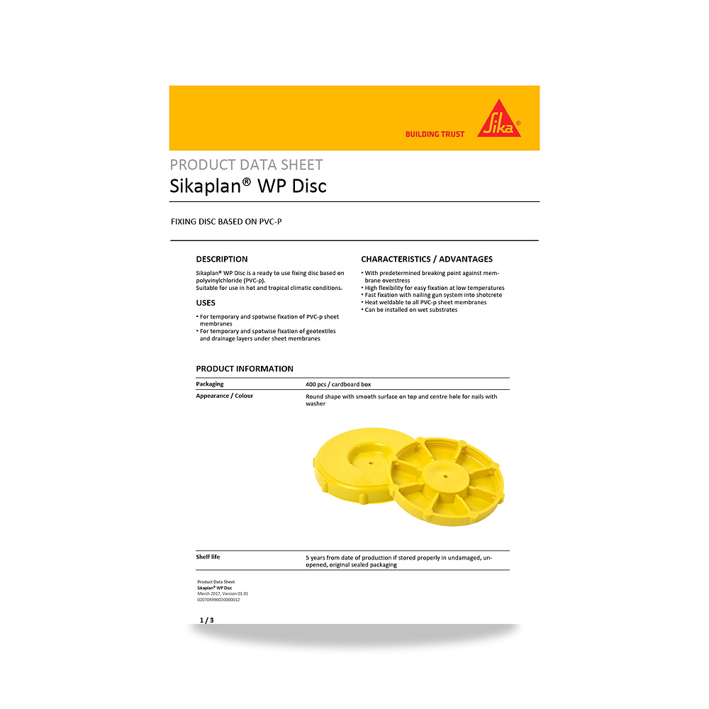 صورة منتج عازل مائي وحماية للأسطح والخرسانة والأساسات سيكا (Sika) موديل Sikaplan WP Disc - كود الصنف reemco-2027-1444279 - ماركة يباع من خلال reemco - توريد وتصوير حصري لشركة ريمكو القابضة السعودية
