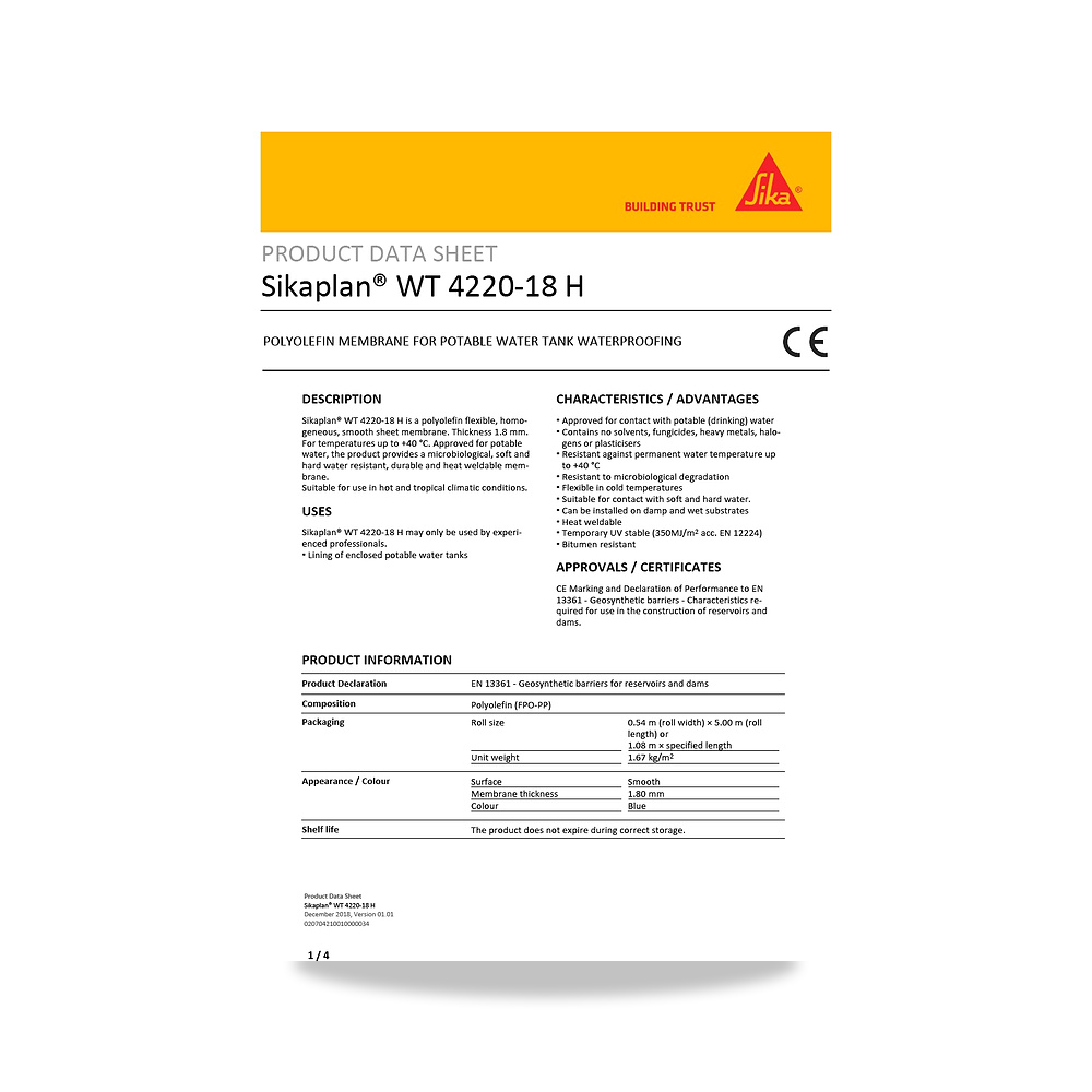 صورة منتج عازل مائي وحماية للأسطح والخرسانة والأساسات سيكا (Sika) موديل Sikaplan WT 4220-18 H - كود الصنف reemco-2027-1444280 - ماركة يباع من خلال reemco - توريد وتصوير حصري لشركة ريمكو القابضة السعودية