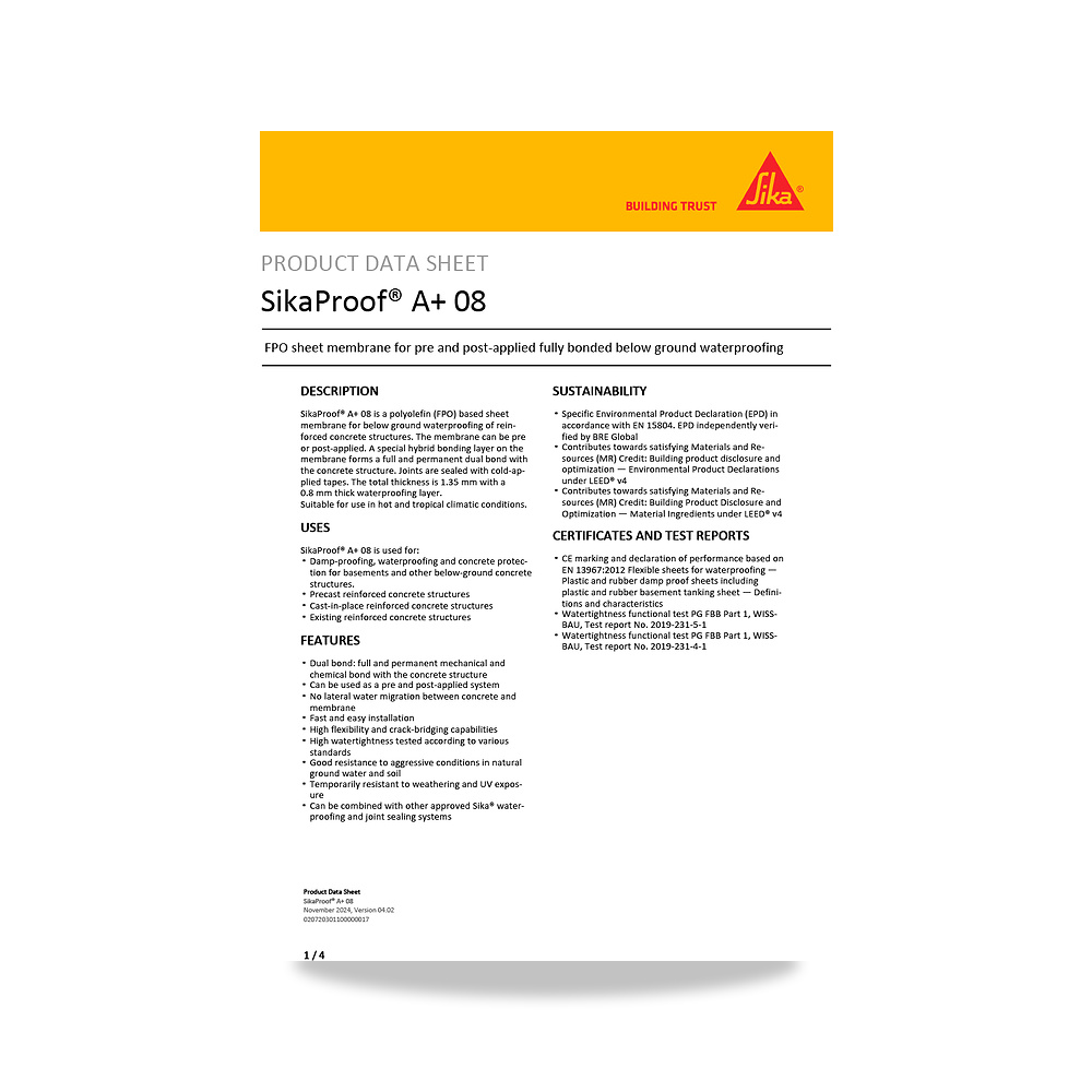 صورة منتج عازل مائي وحماية للأسطح والخرسانة والأساسات سيكا (Sika) موديل SikaProof A+ 08 - كود الصنف reemco-2027-1444294 - ماركة يباع من خلال reemco - توريد وتصوير حصري لشركة ريمكو القابضة السعودية