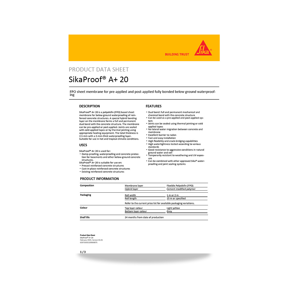 صورة منتج عازل مائي وحماية للأسطح والخرسانة والأساسات سيكا (Sika) موديل SikaProof A+ 20 - كود الصنف reemco-2027-1444296 - ماركة يباع من خلال reemco - توريد وتصوير حصري لشركة ريمكو القابضة السعودية