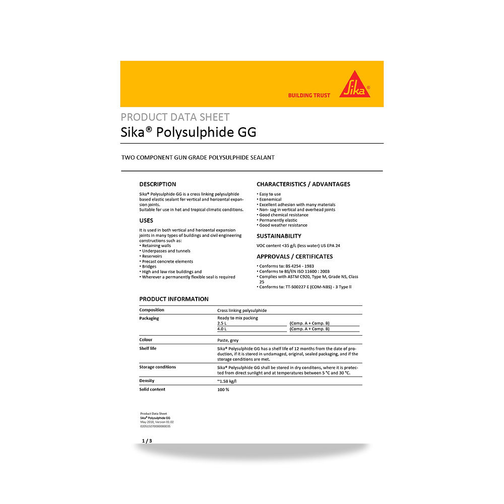 صورة منتج معجون ومانع تسرب مرن لفواصل التمدد والإنشاءات سيكا (Sika) موديل Sika Polysulphide GG - كود الصنف reemco-2027-1444297 - ماركة يباع من خلال reemco - توريد وتصوير حصري لشركة ريمكو القابضة السعودية