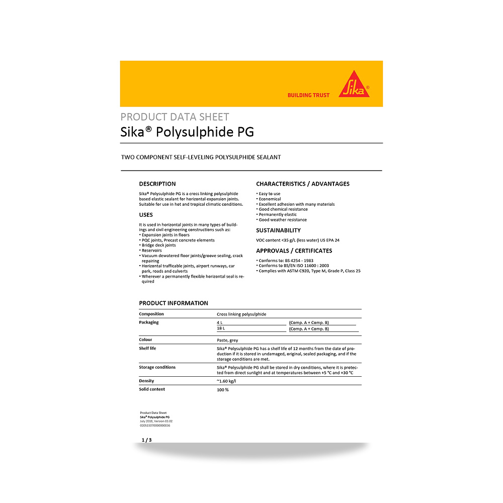 صورة منتج معجون ومانع تسرب مرن لفواصل التمدد والإنشاءات سيكا (Sika) موديل Sika Polysulphide PG - كود الصنف reemco-2027-1444298 - ماركة يباع من خلال reemco - توريد وتصوير حصري لشركة ريمكو القابضة السعودية