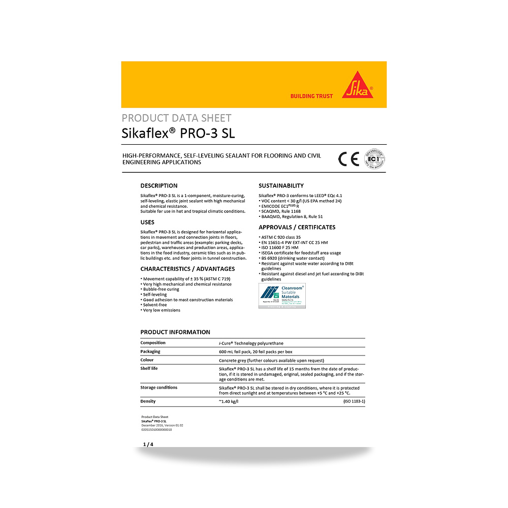 صورة منتج معجون ومانع تسرب مرن لفواصل التمدد والإنشاءات سيكا (Sika) موديل Sikaflex PRO-3 SL - كود الصنف reemco-2027-1444303 - ماركة يباع من خلال reemco - توريد وتصوير حصري لشركة ريمكو القابضة السعودية