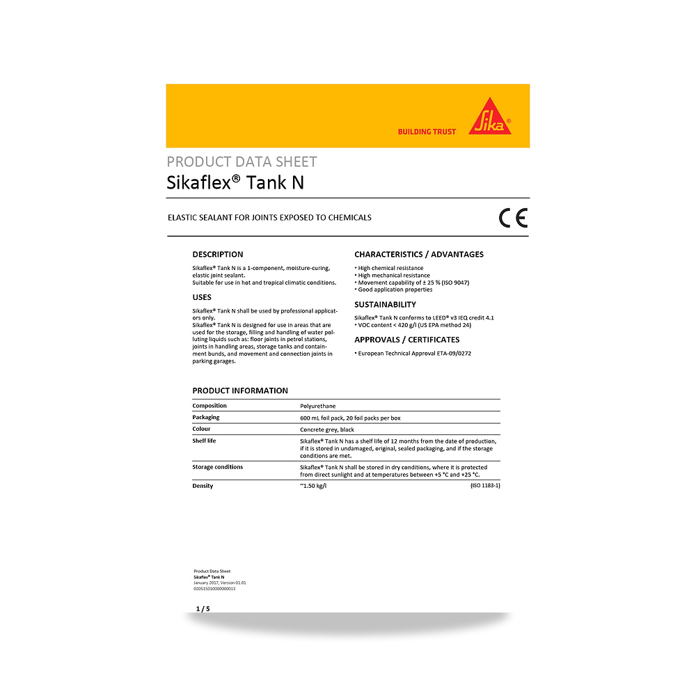 صورة منتج معجون ومانع تسرب مرن لفواصل التمدد والإنشاءات سيكا (Sika) موديل Sikaflex Tank N - كود الصنف reemco-2027-1444304 - ماركة يباع من خلال reemco - توريد وتصوير حصري لشركة ريمكو القابضة السعودية