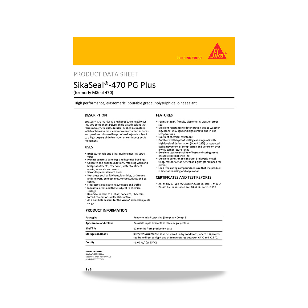 صورة منتج مسامير وبراغي وفيشر وخوابير سيكا (Sika) موديل SikaSeal-470 PG Plus - كود الصنف reemco-2027-1444306 - ماركة يباع من خلال reemco - توريد وتصوير حصري لشركة ريمكو القابضة السعودية
