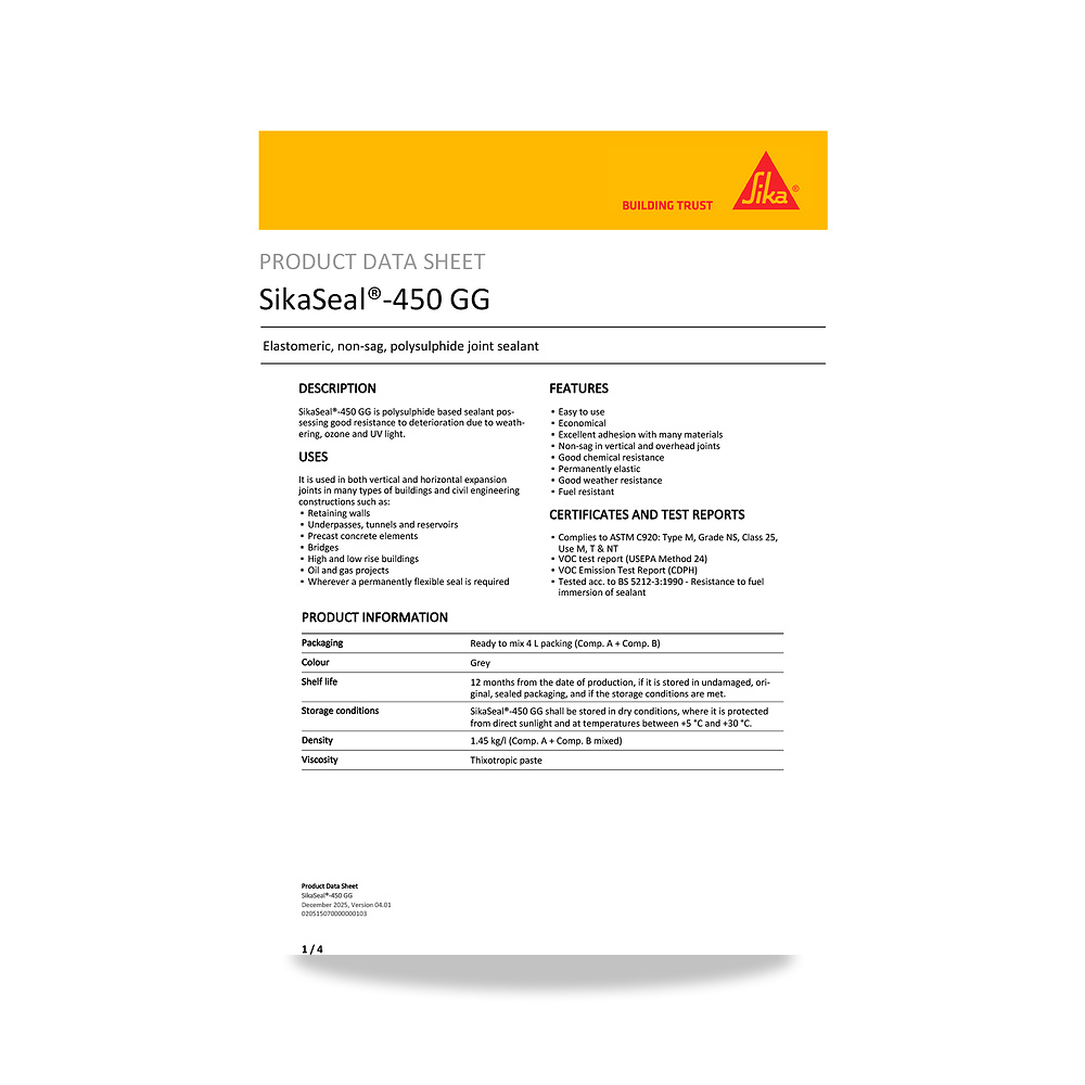 صورة منتج مسامير وبراغي وفيشر وخوابير سيكا (Sika) موديل SikaSeal-450 GG - كود الصنف reemco-2027-1444310 - ماركة يباع من خلال reemco - توريد وتصوير حصري لشركة ريمكو القابضة السعودية