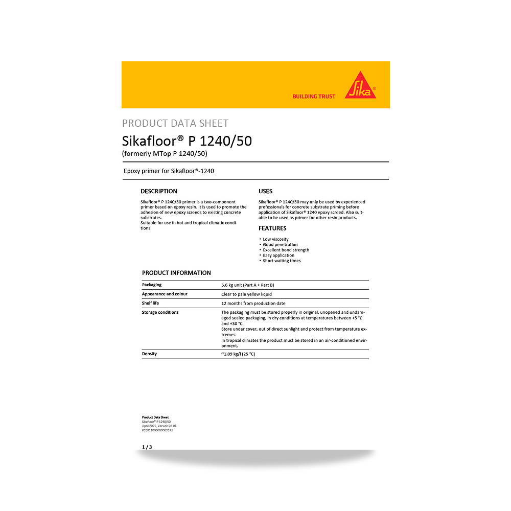 صورة منتج مونة وطلاء تقوية وتسوية الأرضيات الصناعية والخرسانية سيكا (Sika) موديل Sikafloor P 1240/50 - كود الصنف reemco-2027-1444333 - ماركة يباع من خلال reemco - توريد وتصوير حصري لشركة ريمكو القابضة السعودية