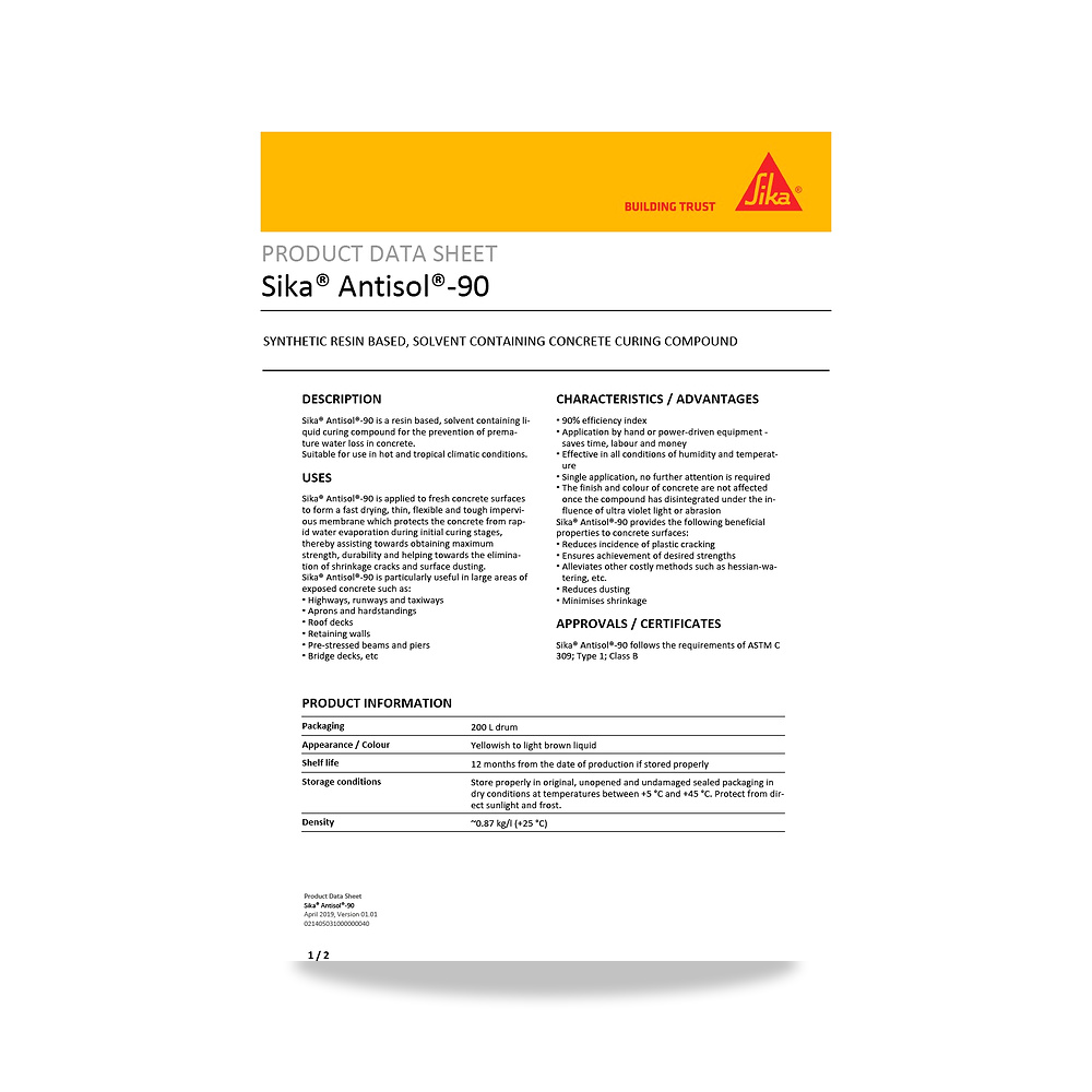 صورة منتج مركب معالجة وحماية الخرسانة الطازجة (Curing Compound) سيكا (Sika) موديل Sika Antisol-90 - كود الصنف reemco-2027-1444339 - ماركة يباع من خلال reemco - توريد وتصوير حصري لشركة ريمكو القابضة السعودية