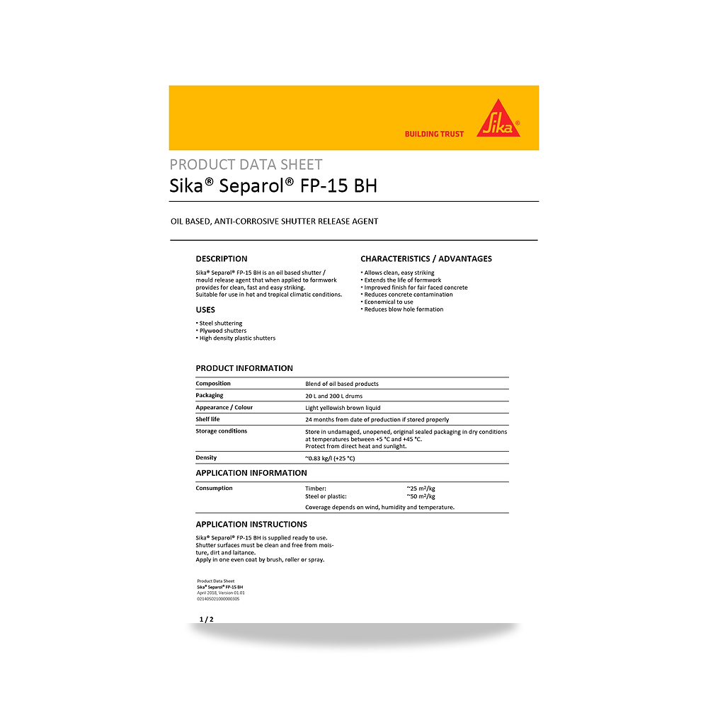 صورة منتج إضافة خرسانية لتحسين الخواص وتقليل المياه (Admixture) سيكا (Sika) موديل Sika Separol FP-15 BH - كود الصنف reemco-2027-1444344 - ماركة يباع من خلال reemco - توريد وتصوير حصري لشركة ريمكو القابضة السعودية