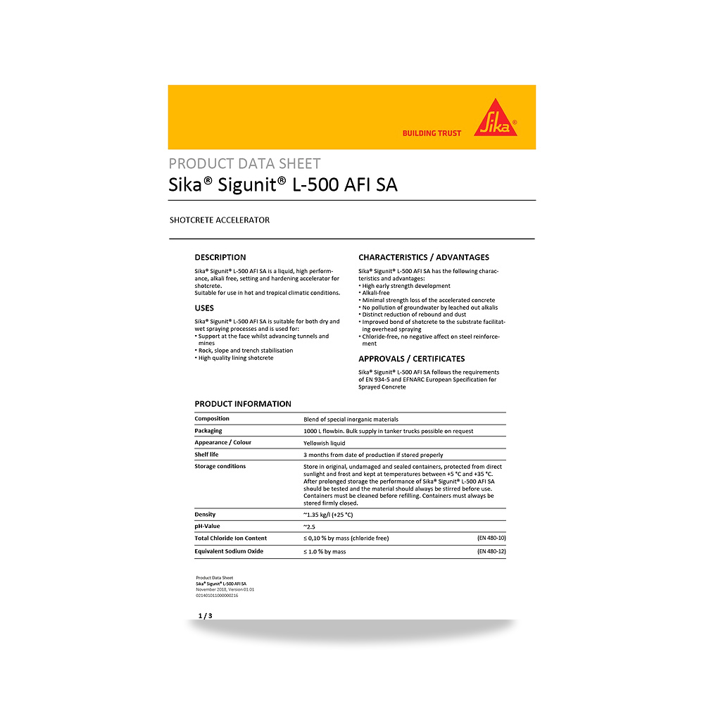 صورة منتج إضافة خرسانية لتحسين الخواص وتقليل المياه (Admixture) سيكا (Sika) موديل Sika Sigunit L-500 AFI SA - كود الصنف reemco-2027-1444356 - ماركة يباع من خلال reemco - توريد وتصوير حصري لشركة ريمكو القابضة السعودية
