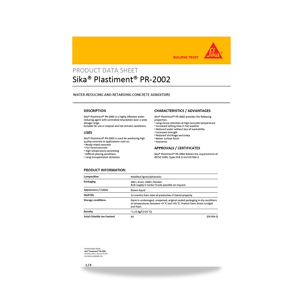 صورة منتج مسامير وبراغي وفيشر وخوابير سيكا (Sika) موديل Sika Plastiment PR-2002 - كود الصنف reemco-2027-1444361 - ماركة يباع من خلال reemco - توريد وتصوير حصري لشركة ريمكو القابضة السعودية